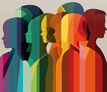 Silhouette von Personen in verschiedenen Farben